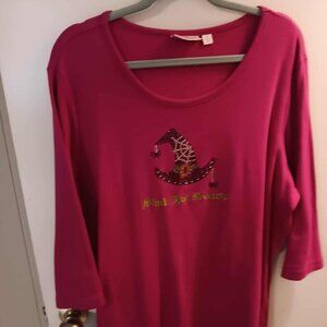 Quacker Factory woman's fall/Halloween top 1X fushia